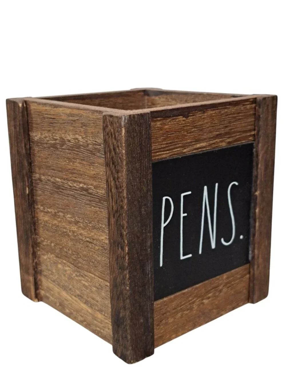 Rae Dunn PEN Holder, Wood Rustic Organizer PENS, Office Desk